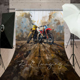 Aperturee - Aperturee Painted Abstract Muddy Dirt Bike Sport Sweep Backdrop
